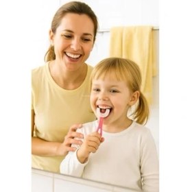 Resim Busstier Silikon Uçlu Tırtıklı Diş Kaşıyıcı Bebekler Için Güvenli Diş Kaşıma Ürünü Bpa Içermez Ergonomik Tutma Saplı Hafif Kolay Temizlenebilir Yeni Doğan ve 0-12 Ay Bebekler Için Uygun (Pembe) 