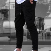 Resim Erkek Çapraz Cebi Jogger Pantolon - Hafif Solunabilir Polyester Örgü Kumaş, Az Esnek, Düz Renk, Gündelik Koşu Antrenman Pantolonu Bahar/Sonbahar/Kış, %90 Polyester %10 Elastan, Dar Uygun, 250gsm 