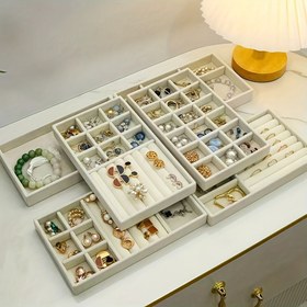 Resim 6 adet Kadife Çekmece Takı Saklama Kutusu, Çok Amaçlı Masaüstü Ekran Depolama Kutusu, Yüzükler, Küpeler, Bilezikler, Kolyeler, Rozetler, Saatler, Takı Tepsileri için Uygun, Takı Saklama için Mükemmel Seçim 