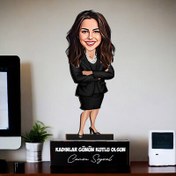 Resim Başarı Aşığı Çalışan Kadın Karikatürlü Biblo 