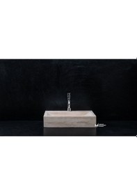 Resim Traverten Batarya Çıkışlı Kare Lavabo 