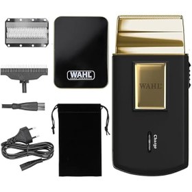 Resim Wahl Travel Shaver Gold Edition kablosuz ve şarj edilebilir elektrikli tıraş makinesi, erkekler için, seyahat, saç ve sakal kesmek için ideal, kompakt ve taşınabilir 