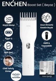 Resim Enchen Boost Beyaz Taşınabilir Şarjlı Saç Kesim Seti 
