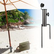 Resim ayarlanabilir taşınabilir şemsiye tabanı, stabilite için kauçuk ayaklı ağır hizmet tipi 36cm çelik zemin takımı, 28-32mm direklere uygun, açık hava verandası, plaj ve park kullanımı için ideal, açık hava şemsiye aksesuarı | Şık metalik tasarım | Dokulu çelik bitiş, şemsiye standı tabanı 