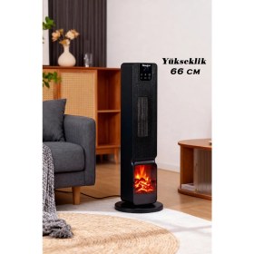 Resim Hoogar German 2701 L Siyah OLED Şömineli Ekran Dijital Göstergeli Kule Tipi Seramik Fanlı Isıtıcı 
