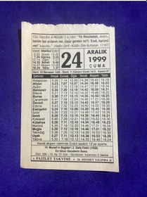 Resim 24 Aralık 1999 Takvim Yaprağı - Nostalji Koleksiyonluk Takvim Yaprağı 