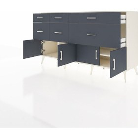 Resim Hyperion Konsol Tek Raflı 6 Çekmeceli 4 Kapaklı 176x44x99 Aytaşı- Aytaşı-antrasit 