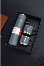 Resim Genel Markalar Paslanmaz Çelik Kamp Termosu Seti 500 ML - 3 Bardaklı Çift Katmanlı Yalıtımlı Termos 