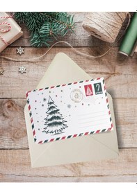 Resim Yılbaşı Çam Ağacı Temalı Kartpostal Seti, Yeniyıl, Noel, Tebrik V 