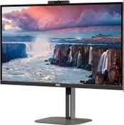 Resim AOC Q27V5CW - 27 inç QHD monitör, web kamerası, hoparlör, yüksekliği ayarlanabilir (2560 x 1440, 75 Hz, HDMI, DisplayPort, USB-C, USB Hub) siyah 