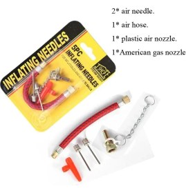 Resim Yunjin Shop 1 Takım 5 Adet Tarzı Futbol Basketbol Voleybol Rugby Topu Şişme Oyuncakları Şişirmek Için Nozul Adaptörü ve Hava Hortumu ile Top Pompa Iğneleri (Yurt Dışından) 