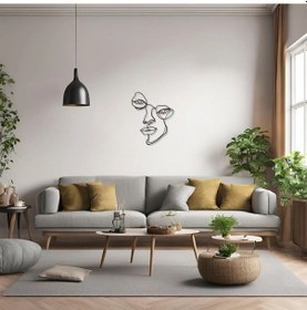 Resim Lazer Kesim Metal Duvar Dekoru Yarım Yüz Half Face Metal Duvar Tablosu Soyut 