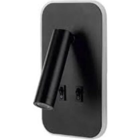 Resim Mediterian Şık Siyah Çift Kademeli Yatak Başlığı Aplikası Metal Duy Tipi GU10 