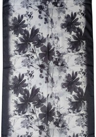 Resim Mim Eşarp Ebruli Cotton Vual Çiçek Desenli Şal 75x190 Cm Siyah - Beyaz 