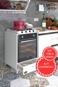 Resim Kenzlife Ankastre Modülü Kabini Azot Byz Fırın Ocak Dolabı Çekmeceli Ayaklı Sabit Tabla 