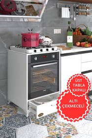 Resim Kenzlife Ankastre Modülü Kabini Azot Byz Fırın Ocak Dolabı Çekmeceli Ayaklı Sabit Tabla 