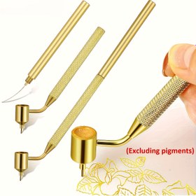 Resim İnce Çizgi Yazı Uçlu Boya Kalemi, Detaylı İncelikli Boyama Kalem, Hassas Tamir ve Düzeltme İçin 0.3mm/0.4mm/0.5mm/0.7mm Altın Pirinç Eğimli Uç, Taş Kırıkları ve Çizik Onarımı için Mükemmel 