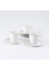 Resim Güral Porselen Sedef 2 Parça Tek Kişilik Çay Fincanı Mat Altın File 5397310 Altın - Beyaz 