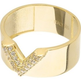 Resim V Model Kalın Kollu Spor Altın Yüzük 