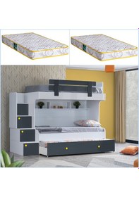 Resim Setaymobilya Metris Yavru Yataklı Merdivenli 3 Lü Ranza + 2 Comfort Yatak 