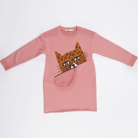 Resim Denokids Mushi Leopar Cepli Kız Elbise Pembe 