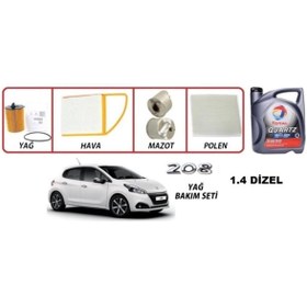 Resim Total Peugeot 208 Uyumlu 1.4 Dizel Yağ Bakım 5li Set 5w30 Ecs Euro5 