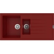 Resim POLEX Cristalüx Granit Evye P-01 Bordo 1,5 Gözlü Tezgah Altı Ve Tezgah Üstü Mutfak Evyesi 99x49,5cm 