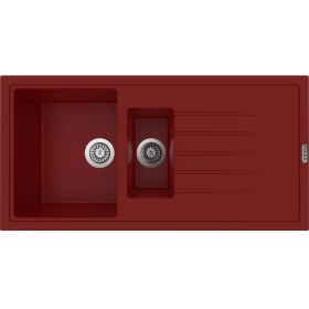 Resim POLEX Cristalüx Granit Evye P-01 Bordo 1,5 Gözlü Tezgah Altı Ve Tezgah Üstü Mutfak Evyesi 99x49,5cm 