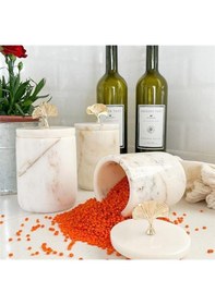 Resim Akayev Mermer Beyaz Ginkgo 3'lü Baharatlık Beyaz 