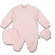 Resim Necix's Kız Bebek Pembe Eldivenli Çıtçıtlı Tulum 3'lü 