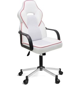 Resim Türksit İnka Yönetici Ve Oyuncu Koltuğu Plastik Kol Ve Metalik Gri Boyalı Ayaklı Beyaz Beyaz 