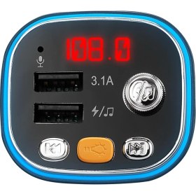 Resim S-Link SL-BT306 Çift USB 5V 3.1A Rainbow Işıklı LED Ekran Tf Kartlı V5.0 Bluetooth Fm Transmitter 
