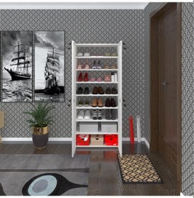 Resim Kenzlife Ayakkabılık Ayakkabı Dolabı Kilitli Gutan Byz 160 70 32 Kapaklı Ofis Dolabı İki Bölme 