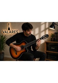Resim Valares Vc20c Kesik Kasa Klasik Gitar 38 İnç 4/4 Yetişkin Üst Segment Çanta Capo Askı Pena Tuner Sunburst 