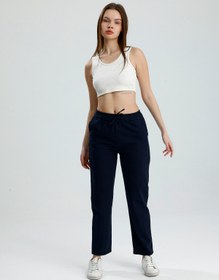 Resim VOICTEC Yıkamalı Beli Lastikli Pamuk Gabardin Pantolon 