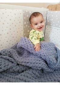 Resim Puffy El Örgü Bebek Battaniye Gri 