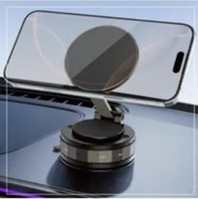 Resim Katlanabilir Vakumlu Manyetik Araç İçi Telefon Tutucu Torpido Cam Uyumlu Siyah 