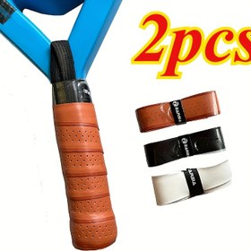 Resim 2 adet Yeni Delikli Spor Bandı Tenis Raketi Tutma Kayışı Kaymaz Sarma Dayanıklı Kaymaz Tutma Kolu Koruyucu Ter Bandı Mesh Top Raketi El Anti-Ter Sarma 
