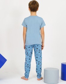 Resim Vitmo Erkek Çocuk Kısa Kollu Pamuklu Flight Pijama Takımı Mavi 