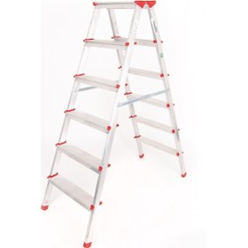 Resim Alüminyum Çift Çıkışlı 6 Basamaklı Merdiven 137Cm Accm.04 