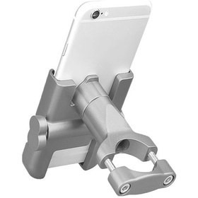 Resim Powertec Alüminyum Gövdeli Gidon Bağlantılı Full Metal Motosiklet Bisiklet Telefon Tutucu Gri 