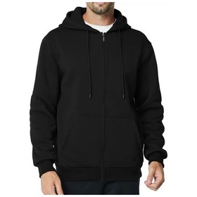 Resim Erkek Kapüşonlu Fermuarlı Sweatshirt 6549 Bgl-st04026 Siyah 