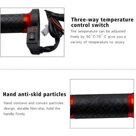 Resim Jokmae Motosiklet İçin 12v Isıtmalı Kırmızı Alüminyum Tutma Kolları - 3 Seviye Sıcaklık Ayarı 