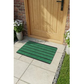 Resim PS031A Kaymaz Taban Yeşil Desenli Nem Alıcı Toz Alıcı Kapı Önü Paspası Uv Dayanıklı 45X70 