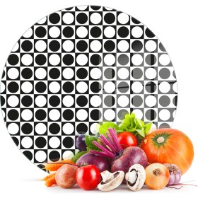 Resim Decovetro Cam Kesme Tahtası Yuvarlak Küçük Nokta Desenli 30X30 cm 