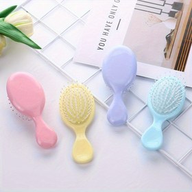 Resim 12 Adet Mini Makaron Yastık Taraklar - Kauçuk Kıllı Antistatik Saç Masaj Fırçaları, 4 Pastel Renkler (Pembe/Sarı/Lavanta/Mavi), Seyahat Dostu Dolaşma ve Şekillendirme Araçları Normal Saçlar İçin, Kuaför Kalitesinde Evde ve Yolda Bakım 