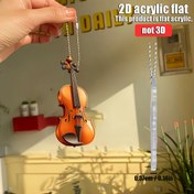 Resim 2D Düz, 1 Adet Akrilik Keman Anahtarlık - Araba Süsü, Ev Dekoru, Çanta Aksesuarı & Anahtarlık Charm - Canlı Turuncu ve Siyah Tasarım, Müzik Severler İçin Mükemmel Hediye (16+ Yaş), 2D Düz 