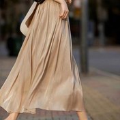 Resim Şık Yüksek Bel A-Line Etek Detaylı Ruched Detaylı - Akışkan, Hafif Polyester, Düz Renk, Bahar ve Sonbahar için Mükemmel, Rahat ve Resmi Giyim, Rahat Kıyafet | Ruched Detaylı Etek | Polyester Kumaş 