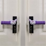 Resim 2-Pack Sanrio Kuromi & for My Melody Door Handle Covers, Plastic Anti-Knock Protective Door Lever Caps, Cute Character Decor for Home Safety 