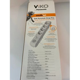 Resim Viko 4'lü Akım Korumalı Grup Priz 1,5 mt Anahtarlı Özellikli Kullanım Kolaylığı 90117630 